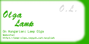 olga lamp business card